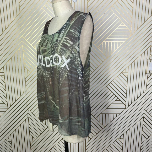 Wildfox Palm Jungle‎ Breezy Graphic Logo Tank Top Green Semi Sheer Size US Small - Picture 9 of 12